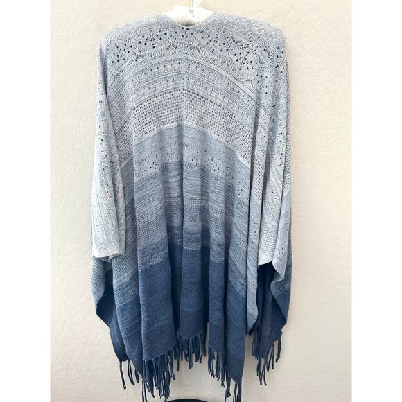 WHITE HOUSE BLACK MARKET | Ombre Gradient Ruana Shawl Wrap Boho Chic | XS/Small - Picture 5 of 9